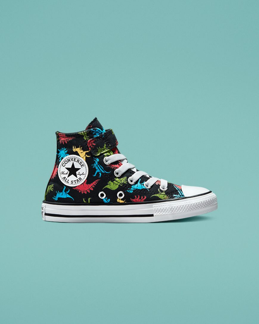 Girls\' Converse Chuck Taylor All Star Easy-On Dinosaurs High Top Shoes Black / Red / Blue | AU 63E5CQ